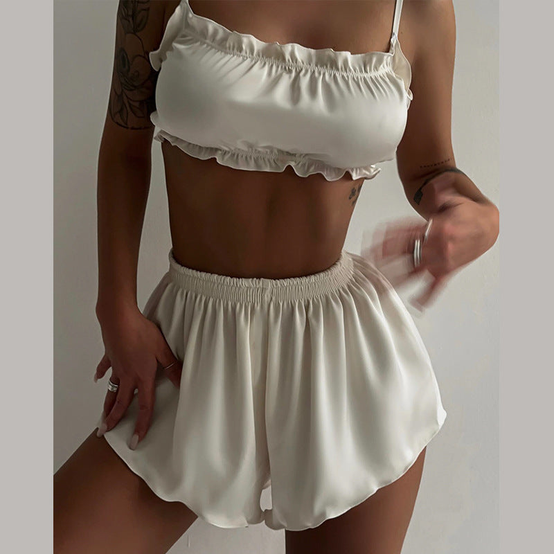 Lace Splicing Sling Solid Color Midriff Suits