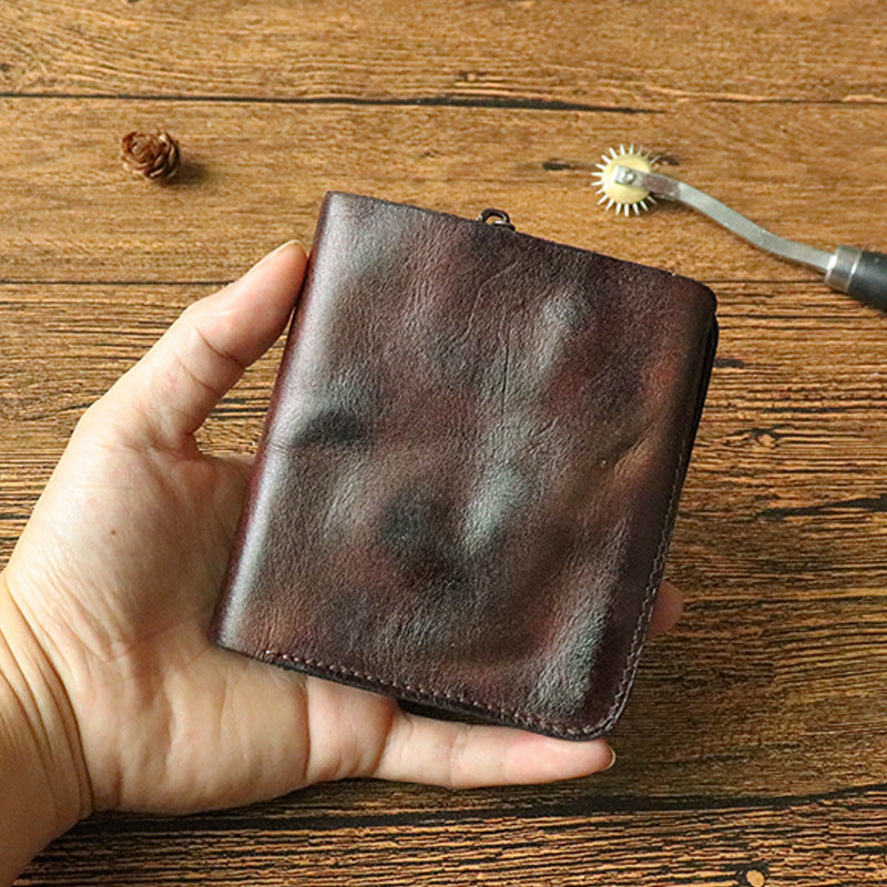 Men's First Layer Cowhide Vintage Two Fold Men's Wallets
