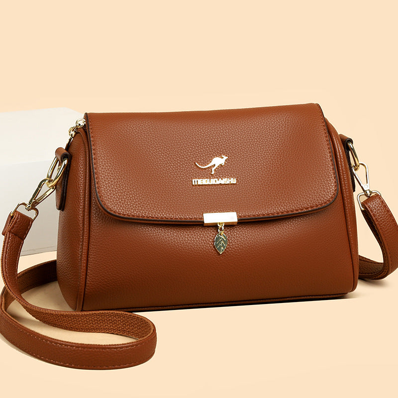 Women's Soft Leather Versatile Korean Mom Large Handbags