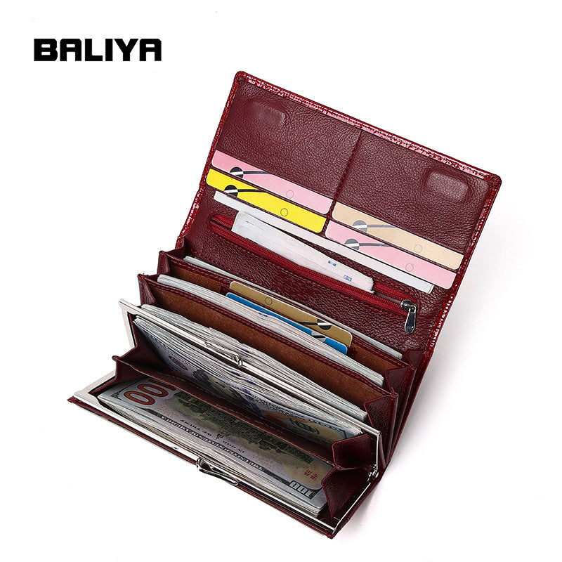 Women's Russian Leather High-grade Clutch Long Large Bags