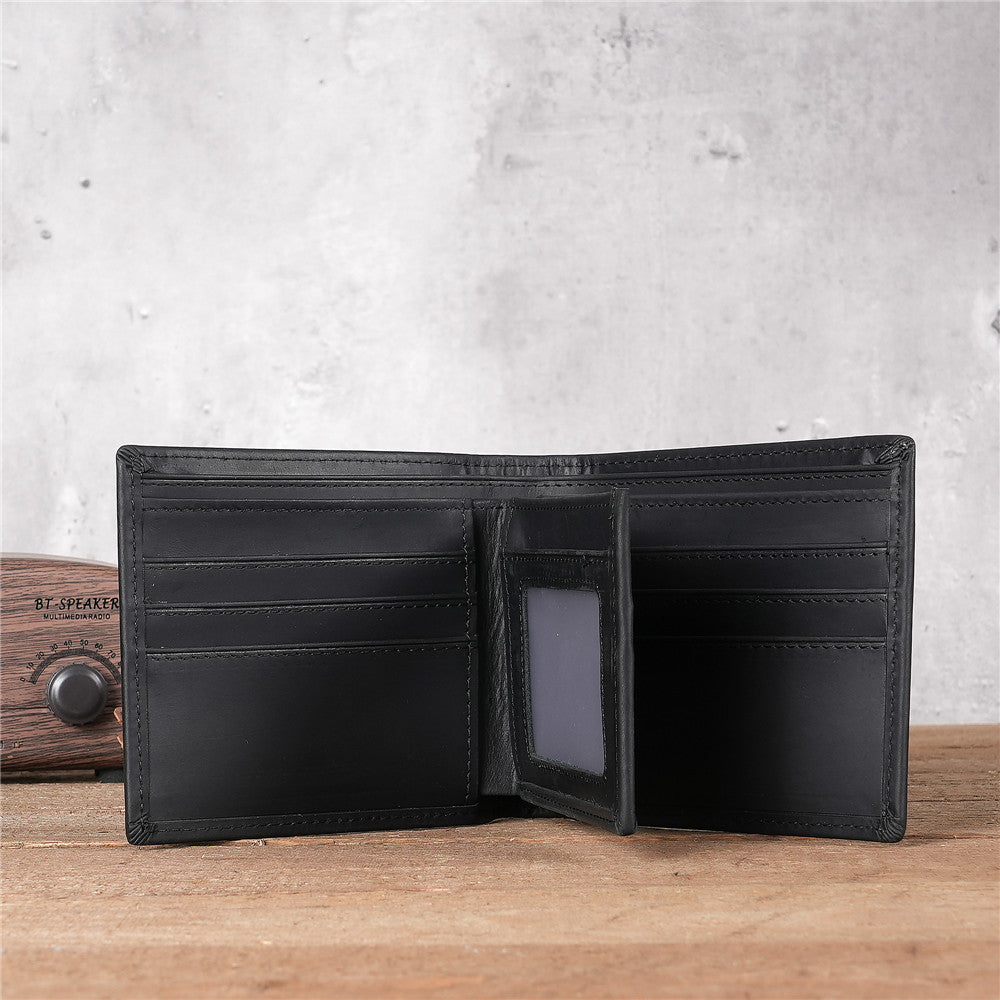 Men's Capacity Retro Crazy Horse Leather Genuine Cattlehide Surface Men's Wallets