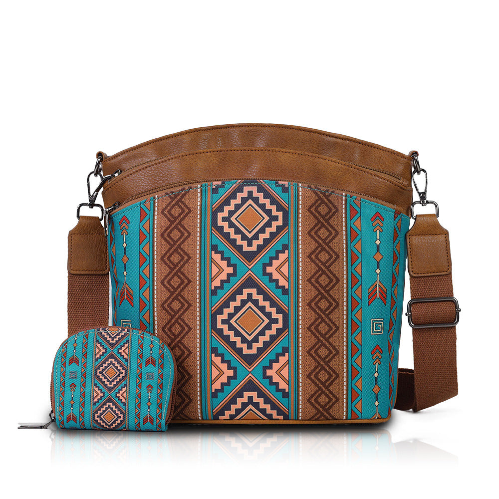 Bohemian Ethnic Style Two-piece Canvas Zipper Crossbody Bags