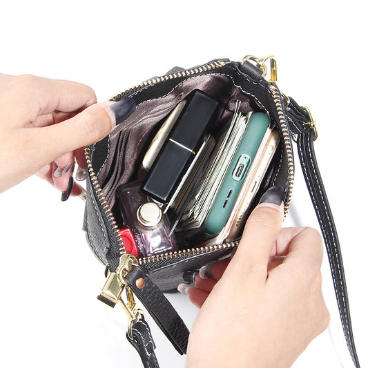 Women's Layer Cowhide Popular Leisure Large Capacity Simple Crossbody Bags