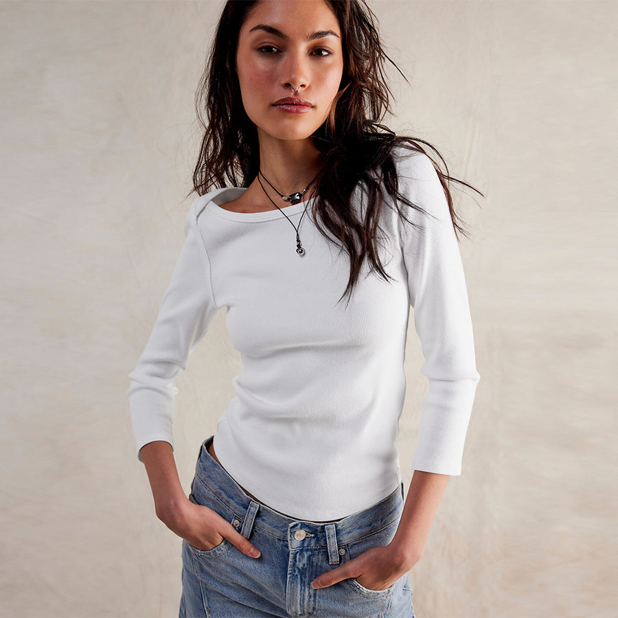 Sleeve Inner Decorative Moulding Slim Fit Blouses