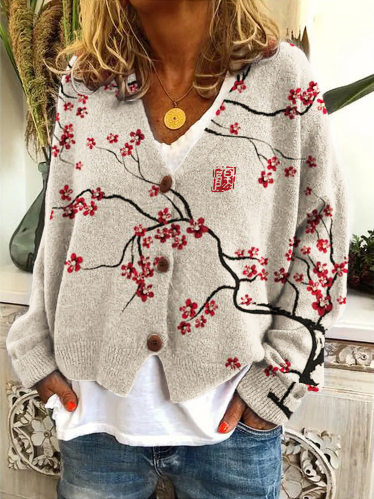 Classy Christmas Abstract Printing Casual Cloak Sweaters