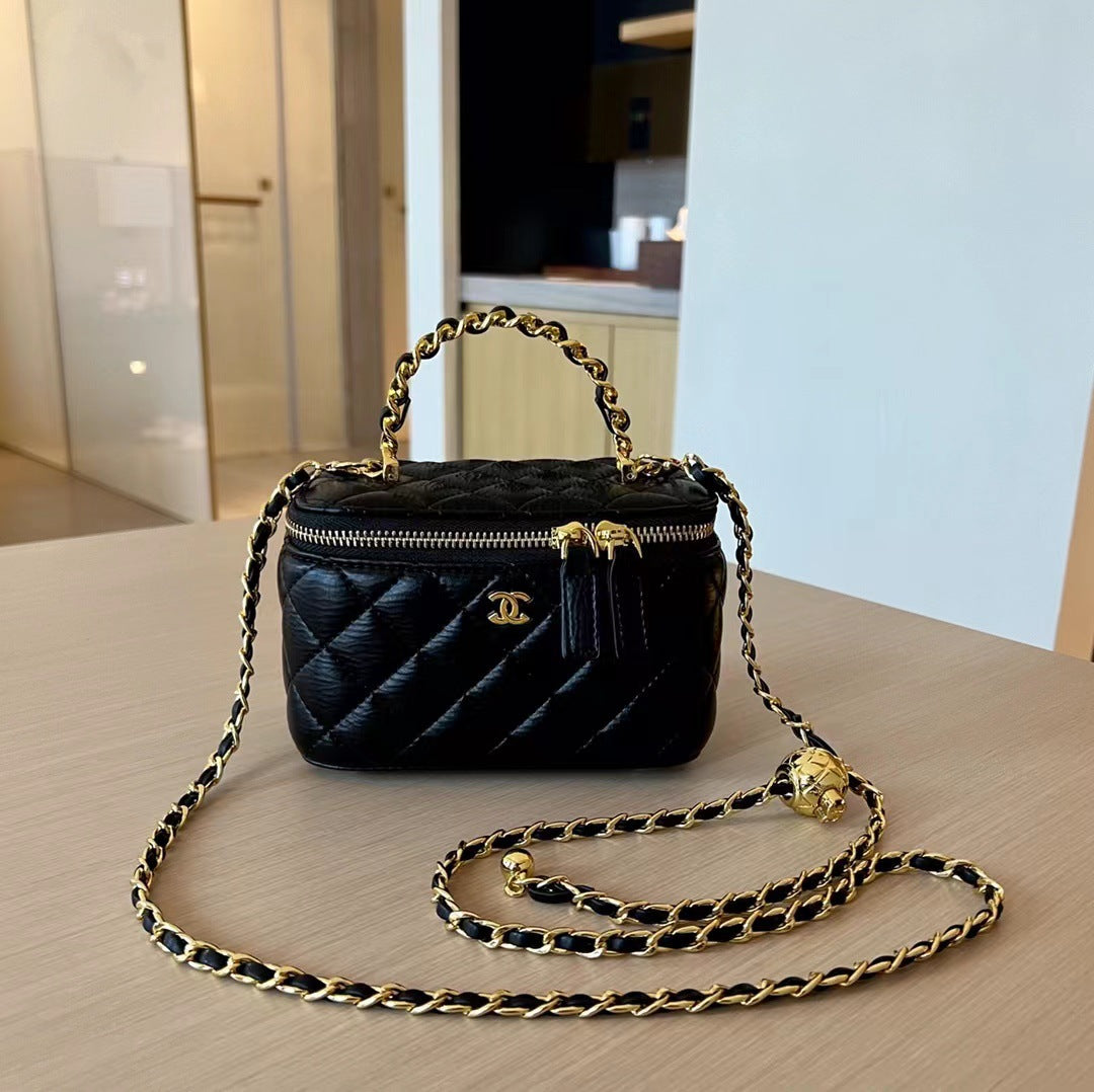 Women's Style Chain Box Genuine Leather Diamond Crossbody Bags