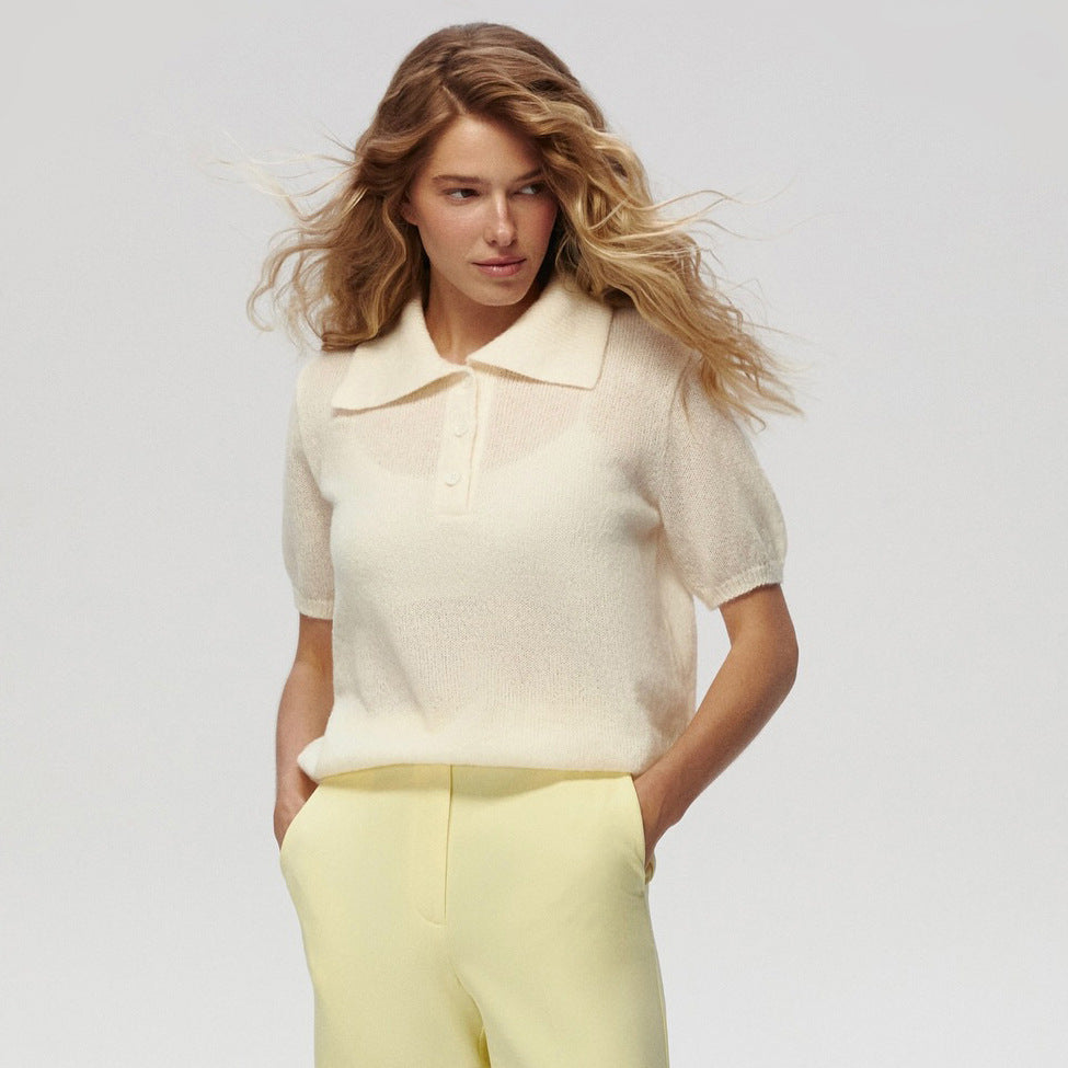 Women's Sleeves Puff Sleeve T-shirt Simple Knitting Sweaters