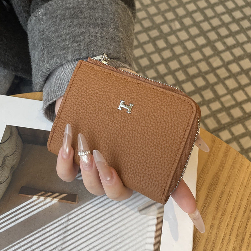 Women's Short Cowhide Integrated Light Gathering Wealth Ladies Wallet