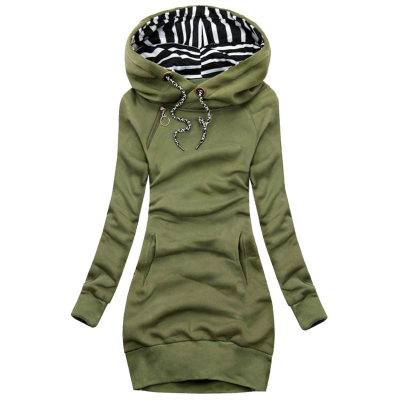 Women's Printed Mid-length Fashion Fashionmonger Slimming Hooded Sweaters