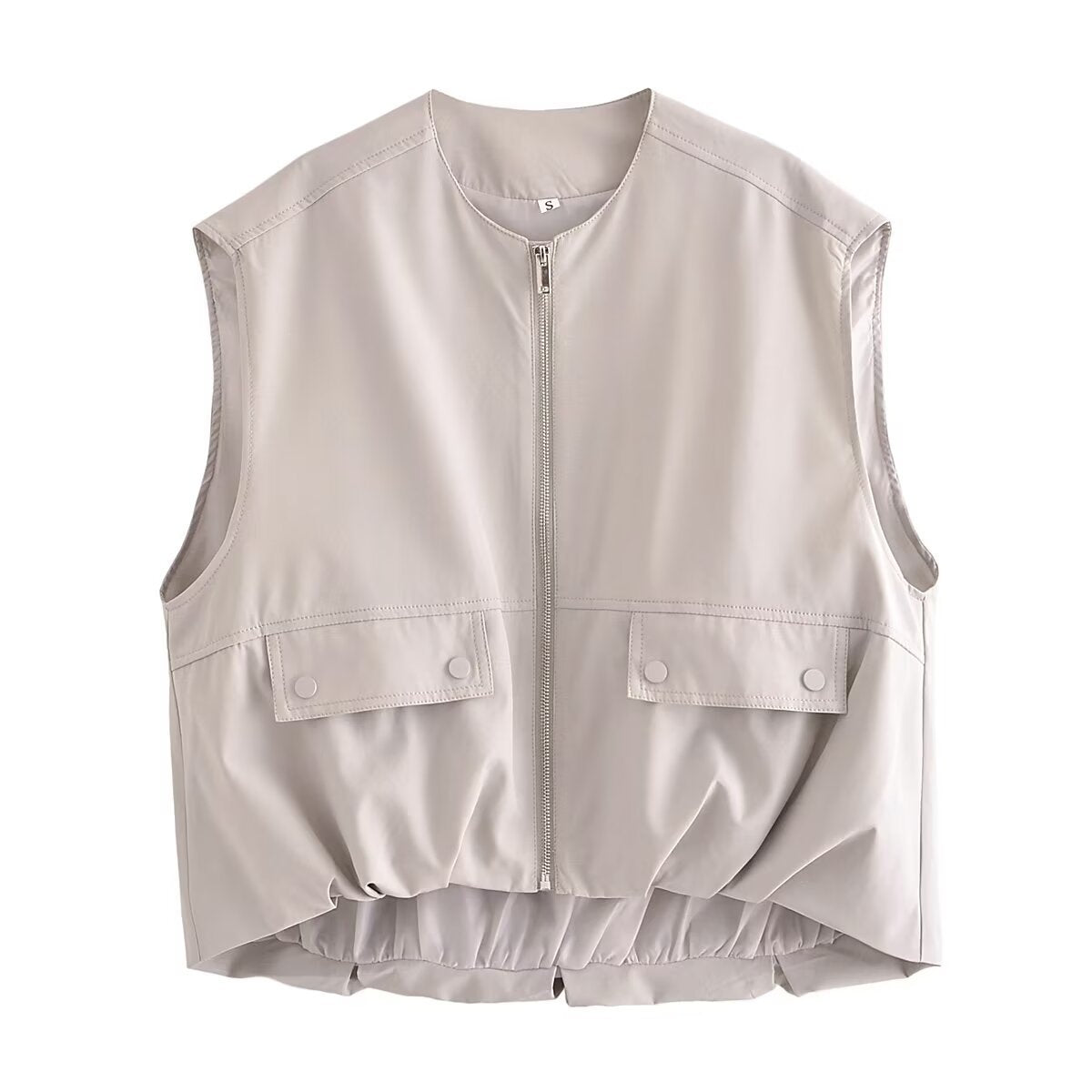 Women's Spring Street Fashion Pleated Hem Cotton Vests