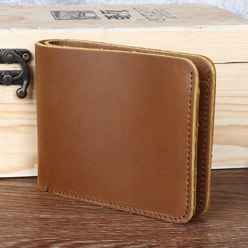 Men's Crazy Horse Leather Horizontal Genuine Simple Full Top Layer Purses