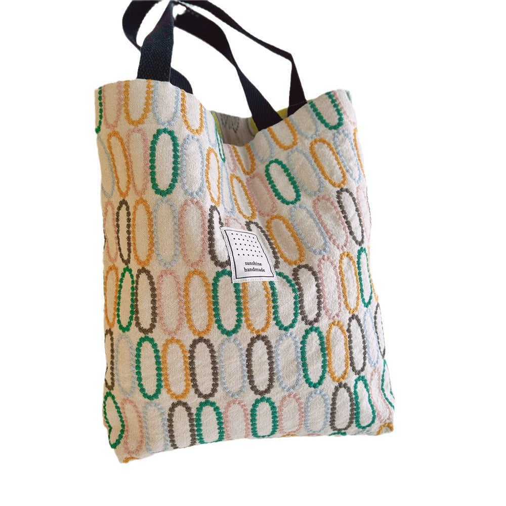 Women's Thick Material Embroidered Cotton Linen Fabric Shoulder Bags