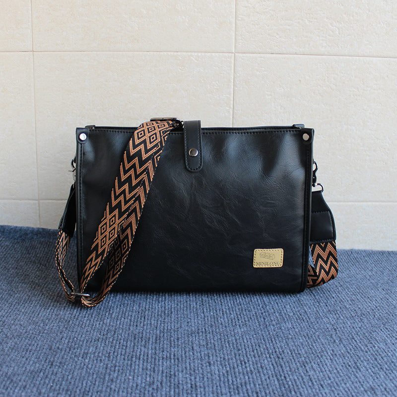 Men's Commute Style Niche Lightweight Soft Leather Men's Messenger Bags