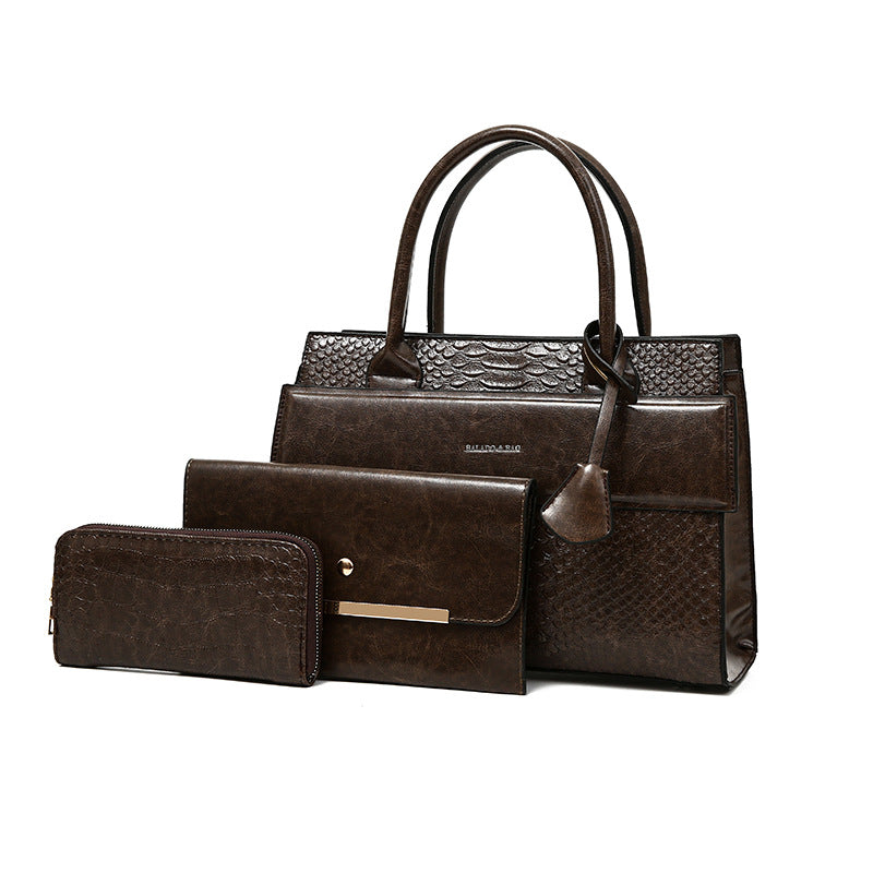 Women's Retro Match Sets Oily Leather Shoulder Bags