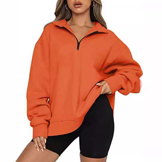 Women's Casual Half Zipper Pullover Long Sleeve Sweaters