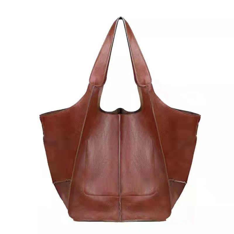 Women's Simple Big Soft Leather Large Capacity Bags