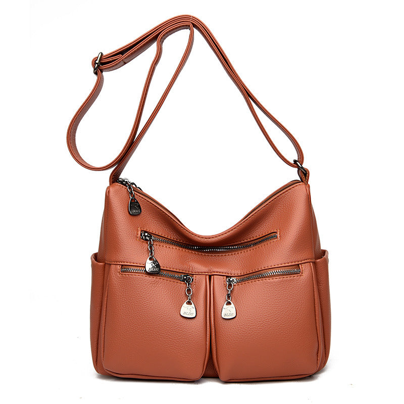 Women's Large Capacity Soft Leather Mother Tide Crossbody Bags