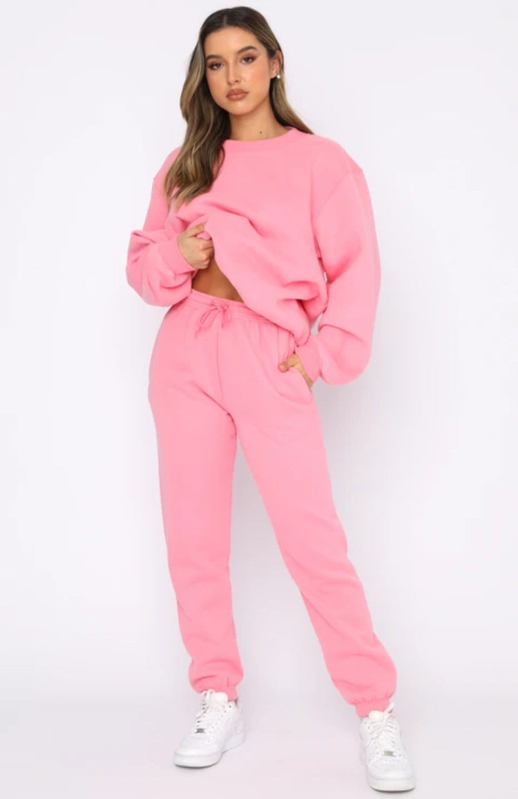 Women's Solid Color Round Neck Pullover Fashion Suits