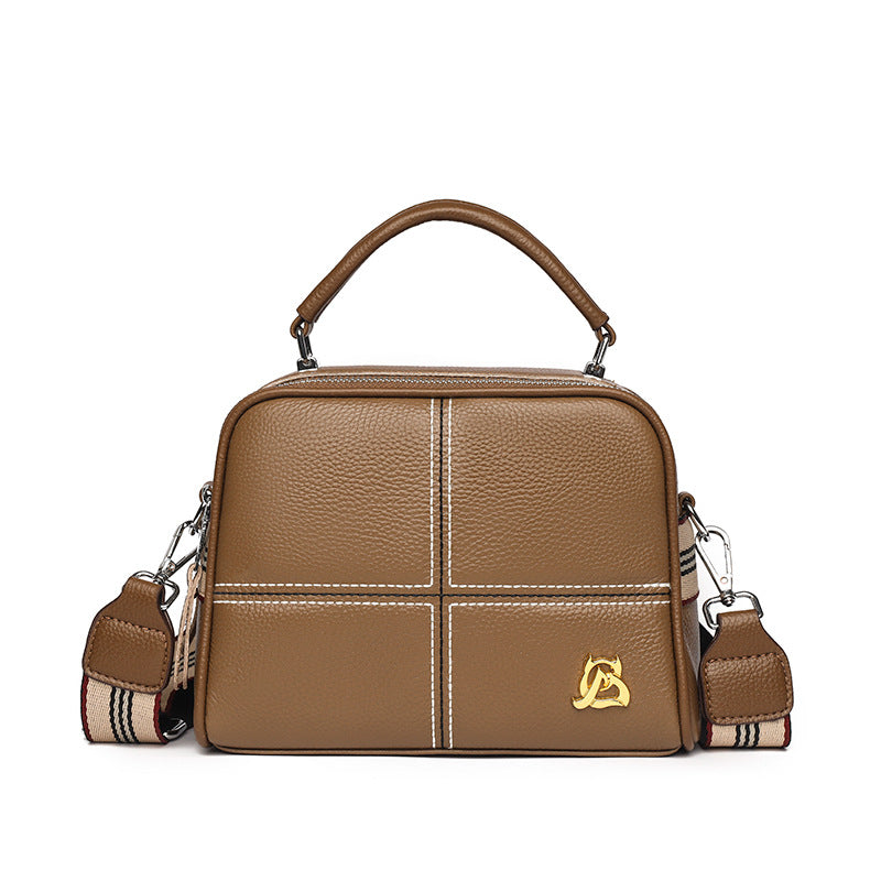 Women's Leather Diamond Embroidery Thread Fashionable Top Shoulder Bags