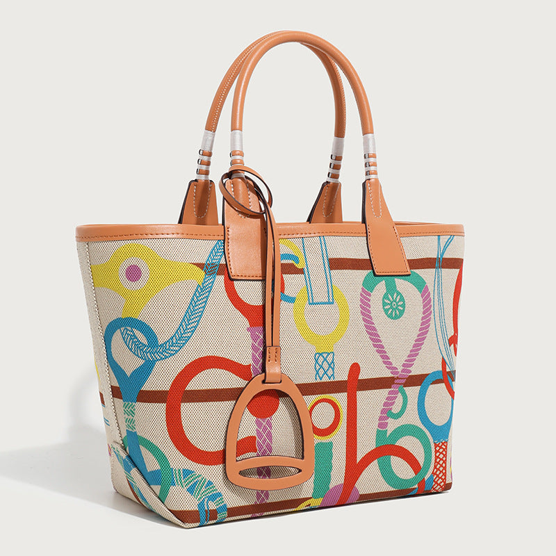 Women's Printed Fashion Canvas Textured Female Handmade Handbags