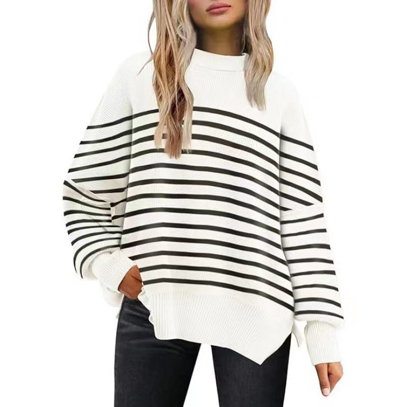 Women's Batwing Long-sleeved Autumn Knitted Side Slit Sweaters