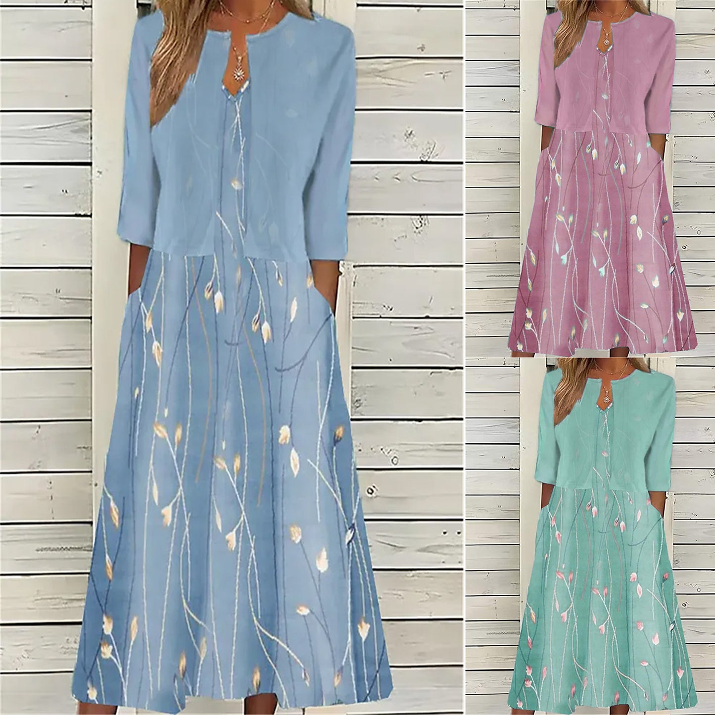 Women's Mature Elegant Long Two-piece Set Dress Dresses