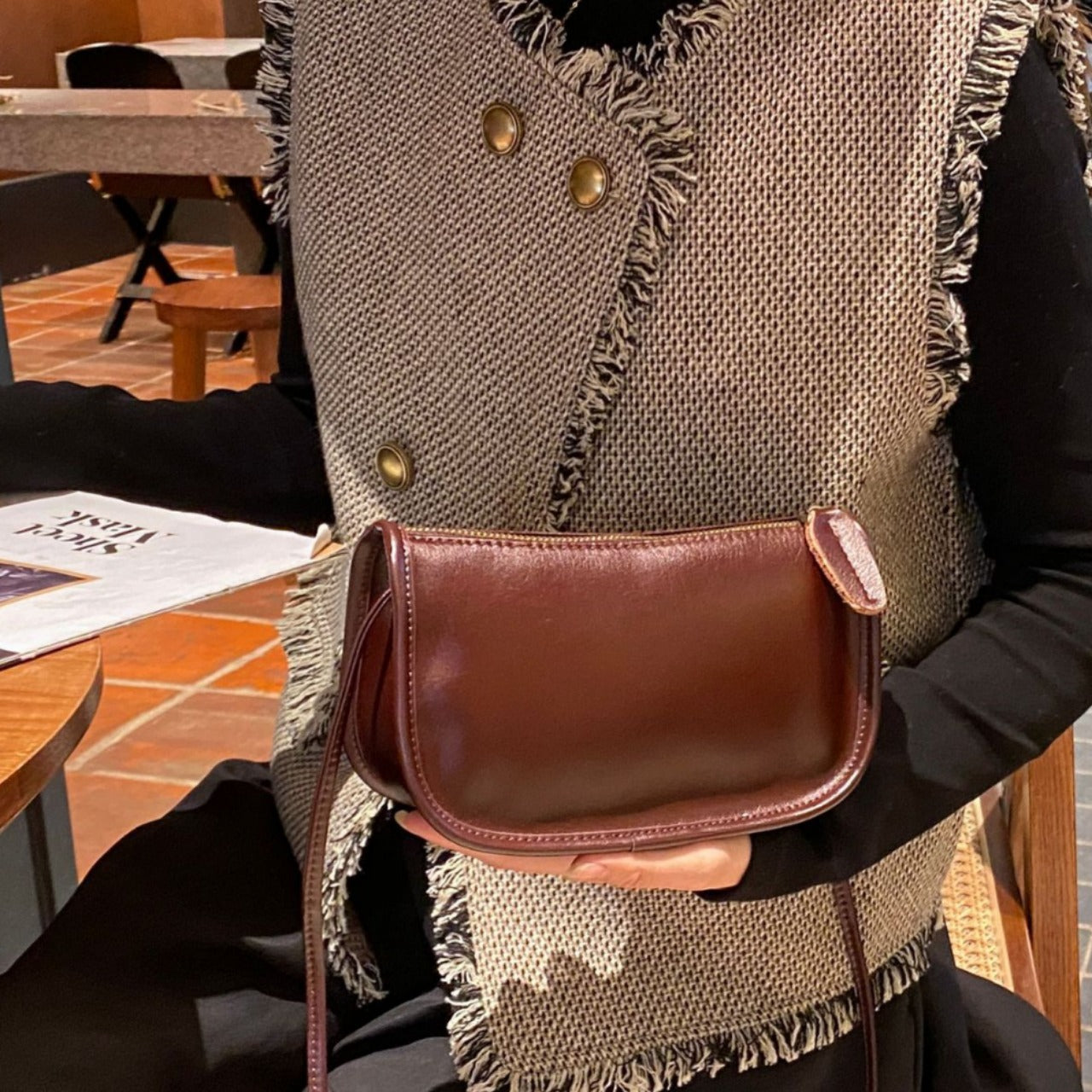 Women's Tanning Leather Minority Simple Zipper Little Crossbody Bags