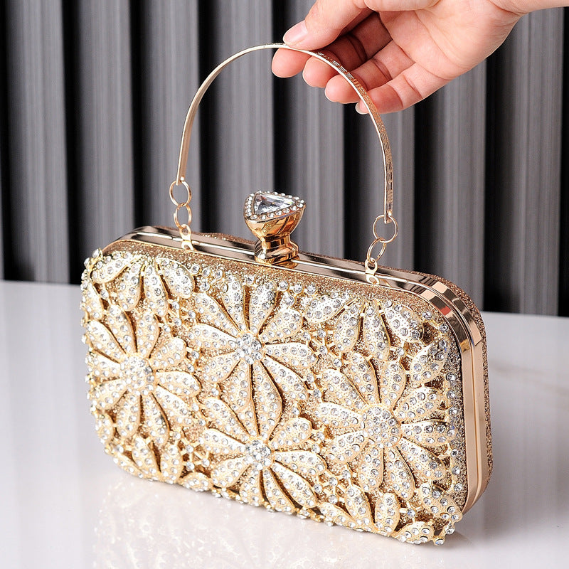 Women's Flower Rhinestone Dress Garment Hand-held Wedding Evening Bags