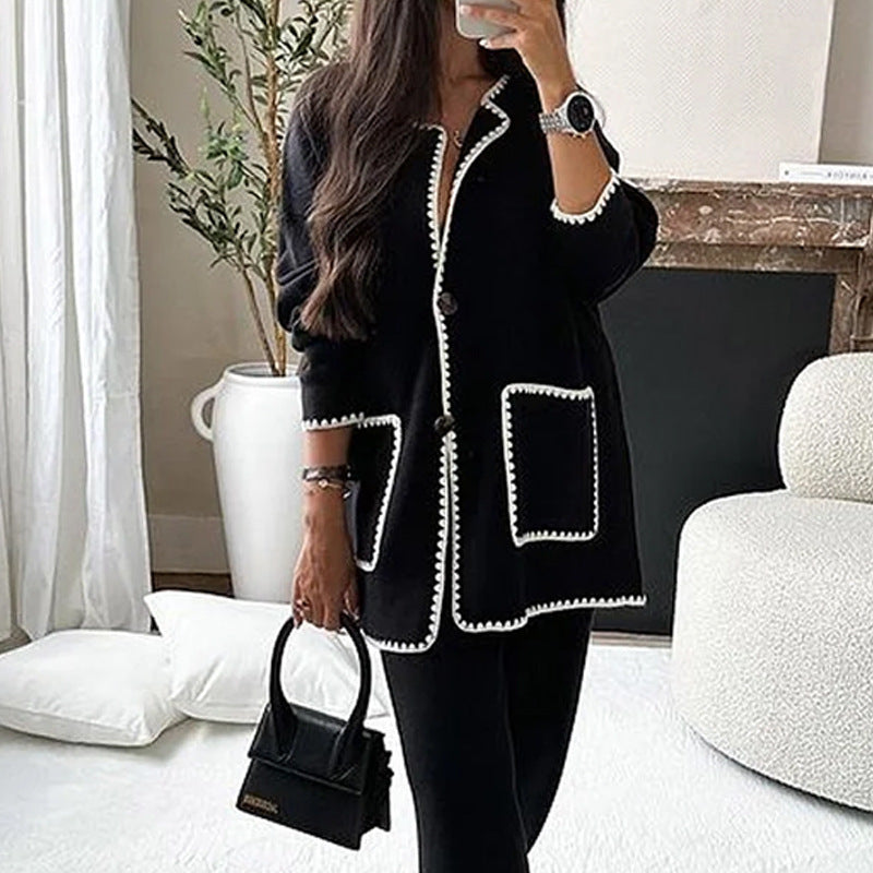 Women's Fashion Casual Loose Solid Color Two-piece Suits