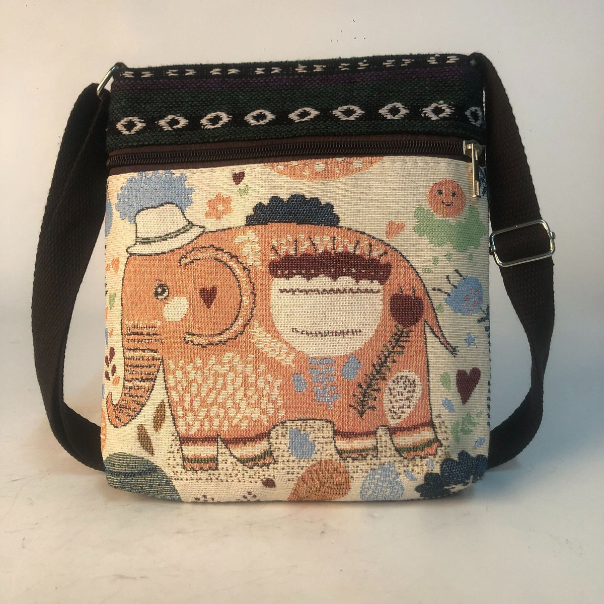Women's Ethnic Style Elephant Cartoon Double-sided Gold Silk Women's Shoulder Bag
