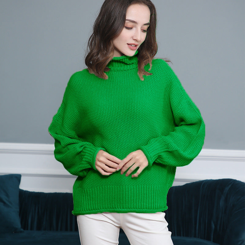 Women's Fashion Casual Long Sleeve Turtleneck Solid Sweaters