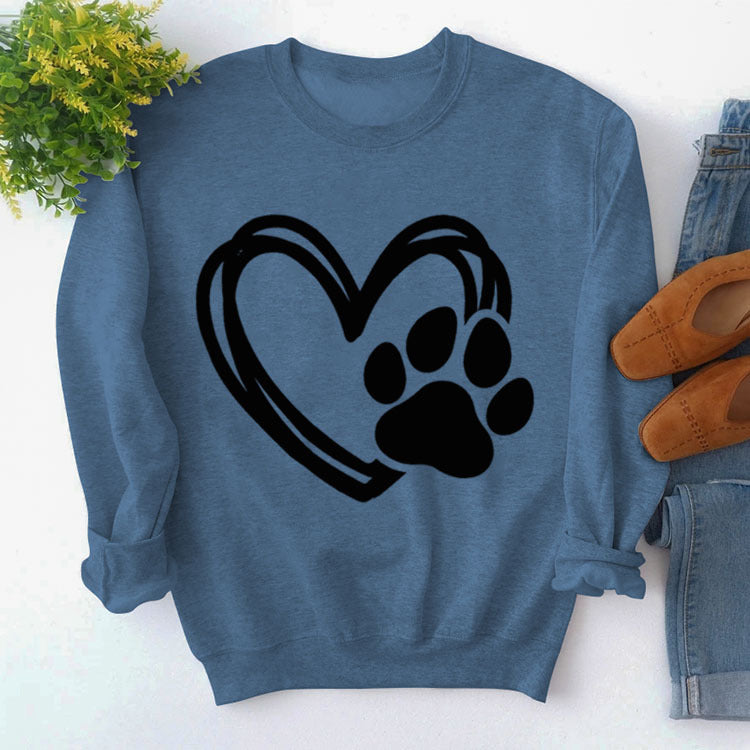 Pullover Round Neck Simple Long Sleeve Printed Sweaters
