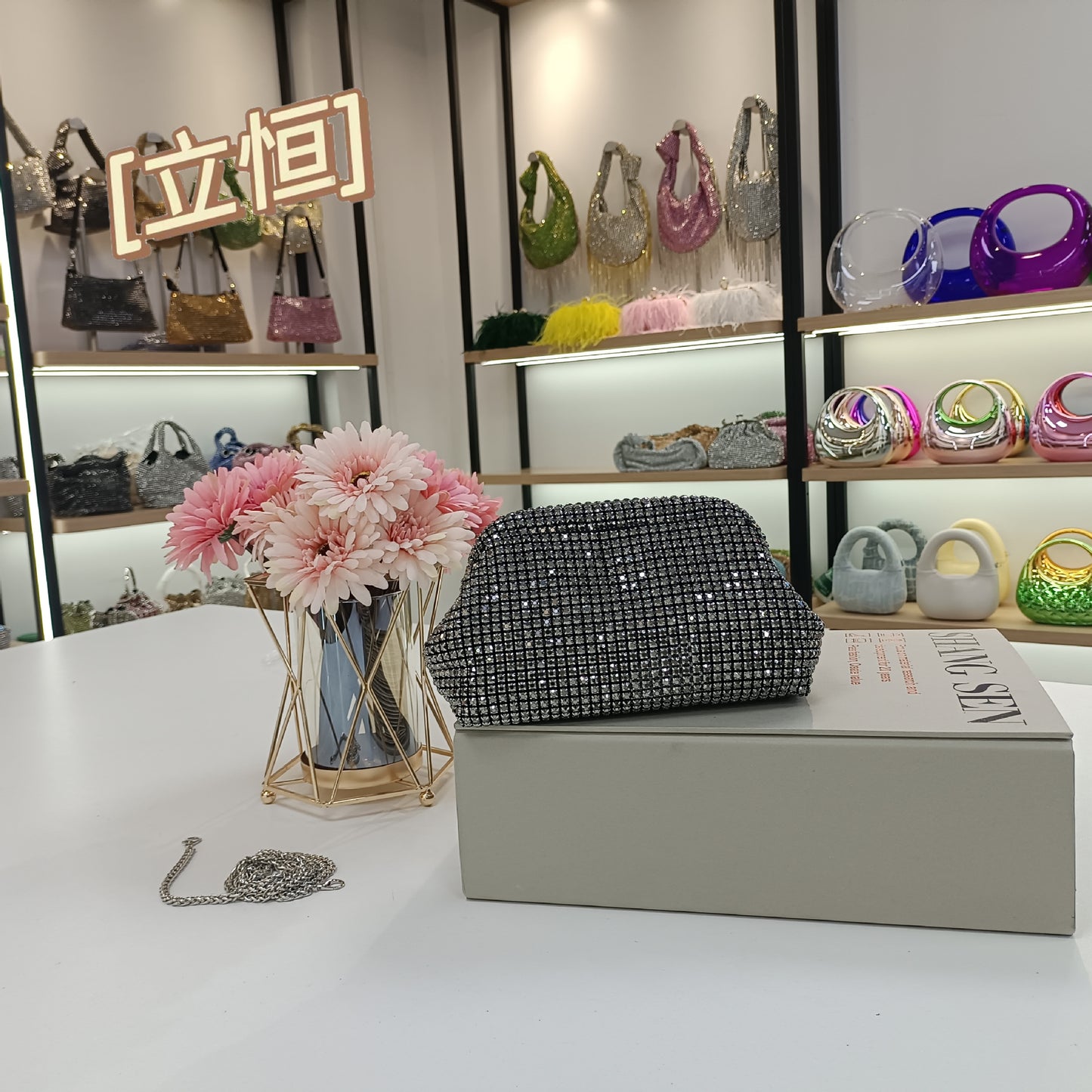 Women's French Entry Lux Shell Rhinestone Hand Bags