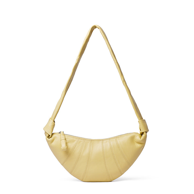 Women's Spring Niche Sheepskin Croissant Genuine Leather Underarm Shoulder Bags