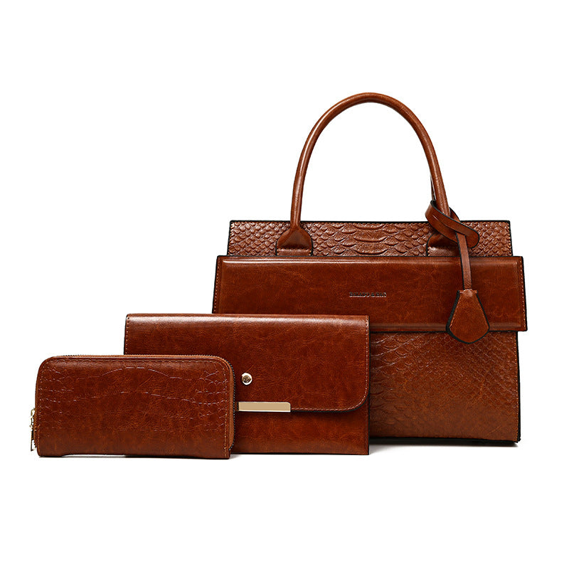 Women's Urban Simple Crocodile Pattern Embossed Portable Handbags