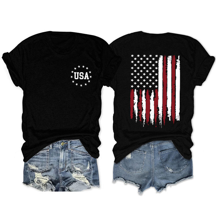 Women's Flag Summer Sleeve Fashion T-shirt Blouses