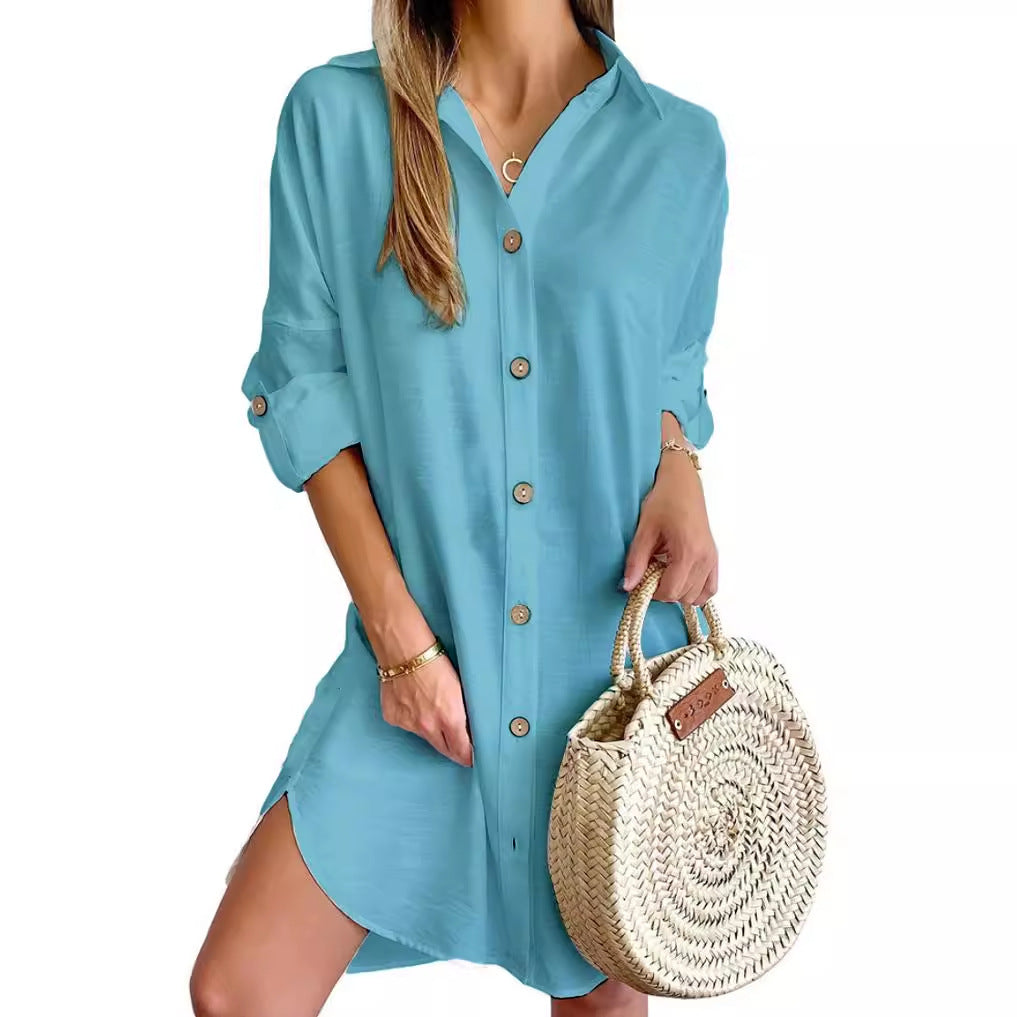 Women's Autumn Casual Long Sleeve Lapel Button Clothing