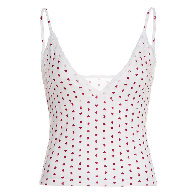 Lace Stitching Love Polka Dot Brace Tops