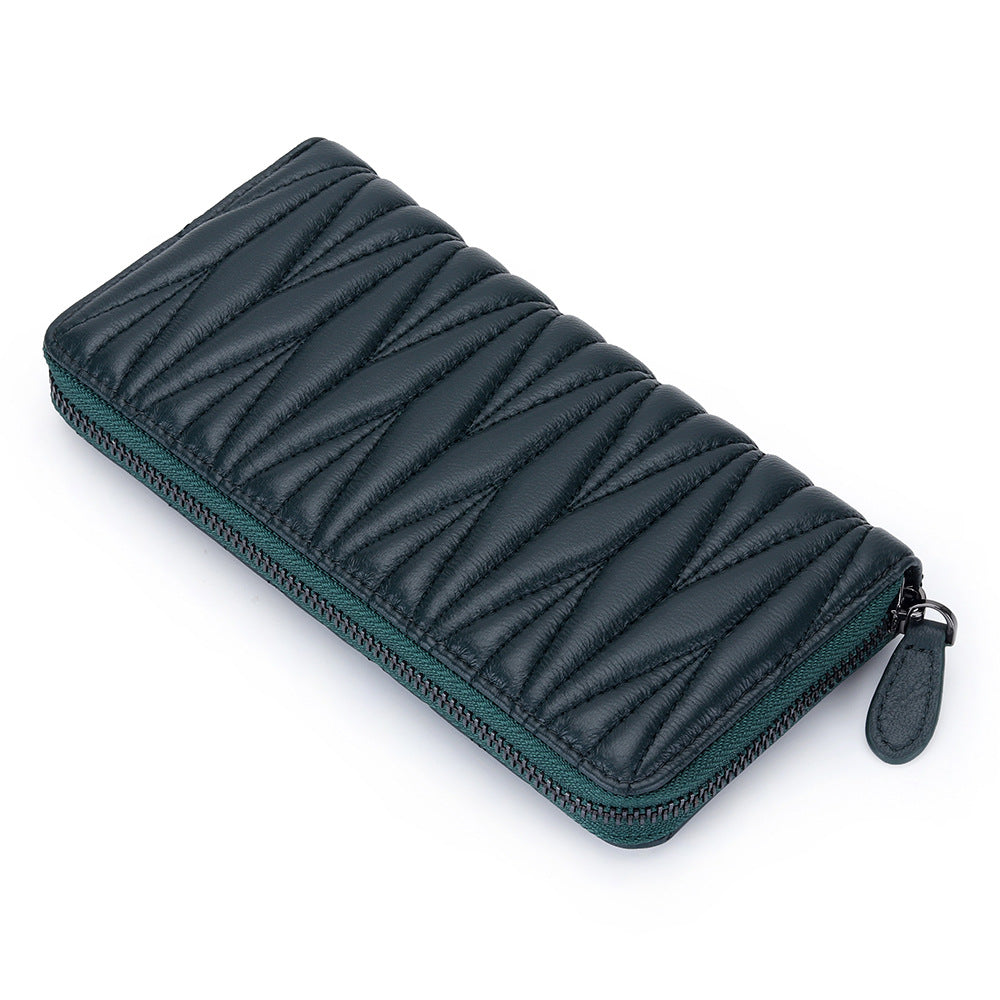 Women's Long Genuine Leather Multiple Slots Sheepskin Large Ladies Wallets