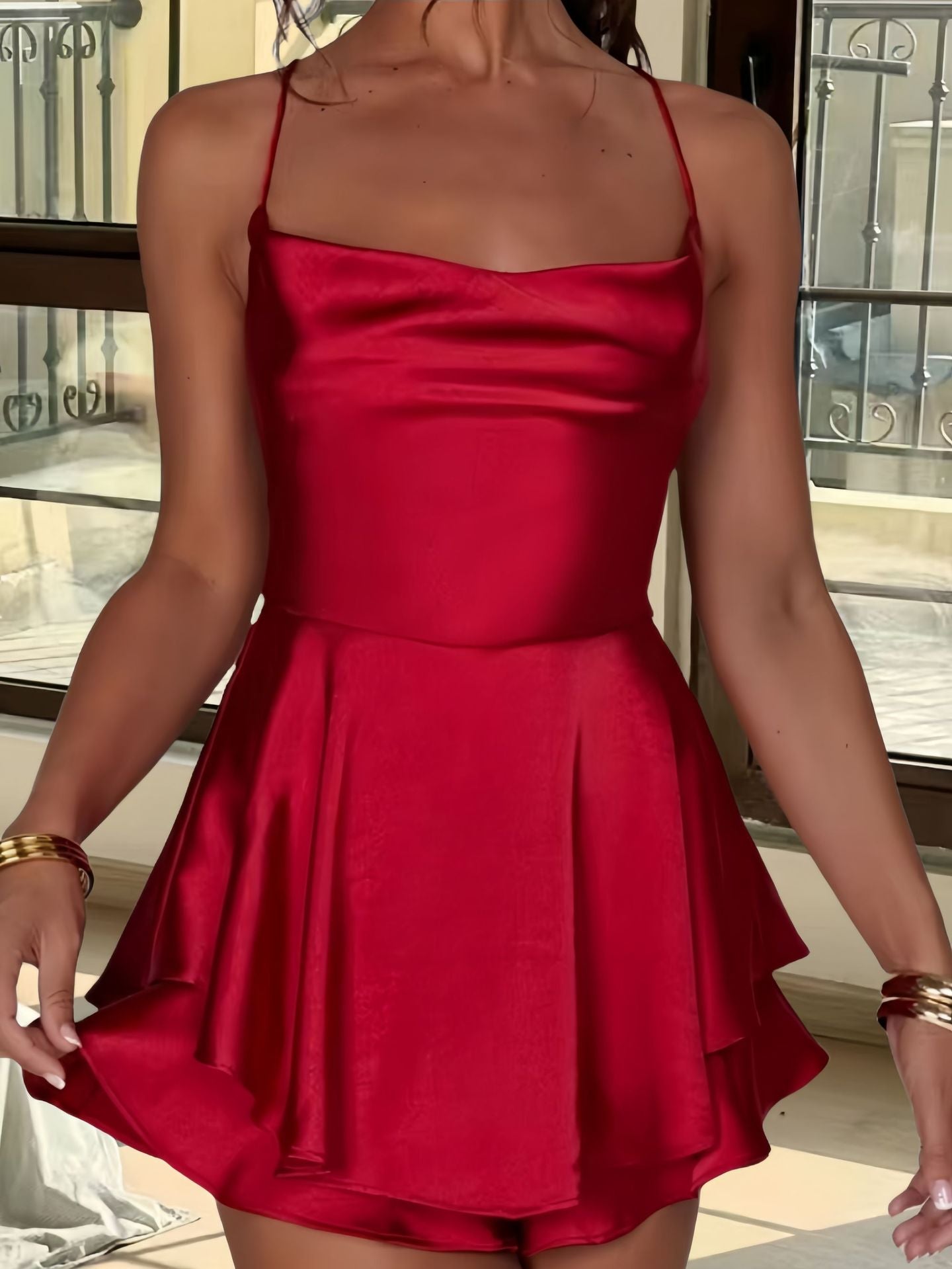 Women's Fashion Sexy Solid Color Sleeveless Halter Dresses