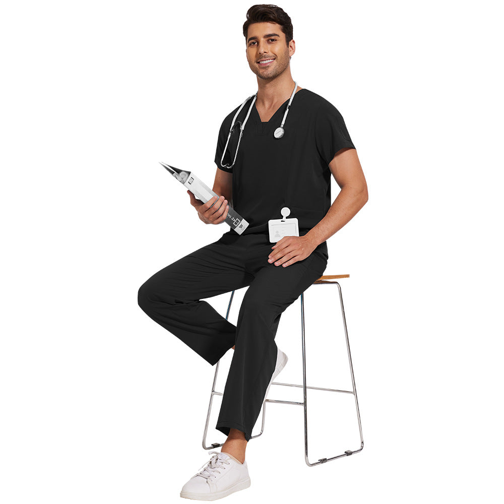 Men's Solid Color Thin Casual Comfortable Short-sleeved Trousers Uniform
