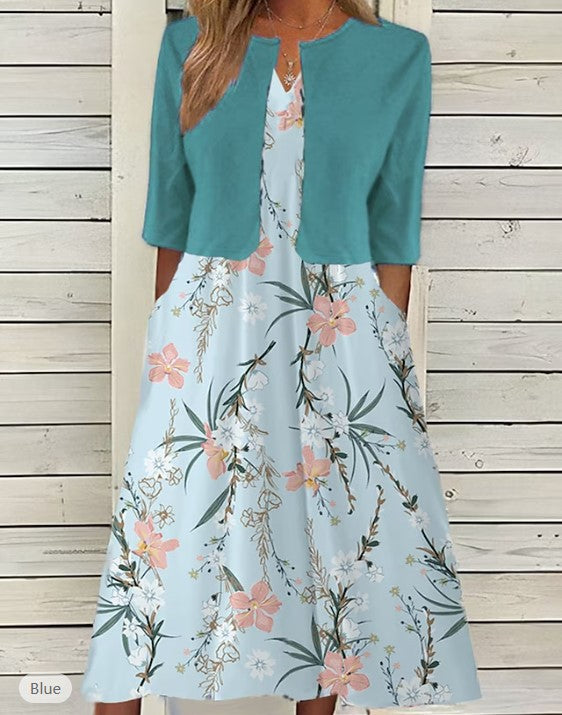 Women's Mature Elegant Long Two-piece Set Dress Dresses