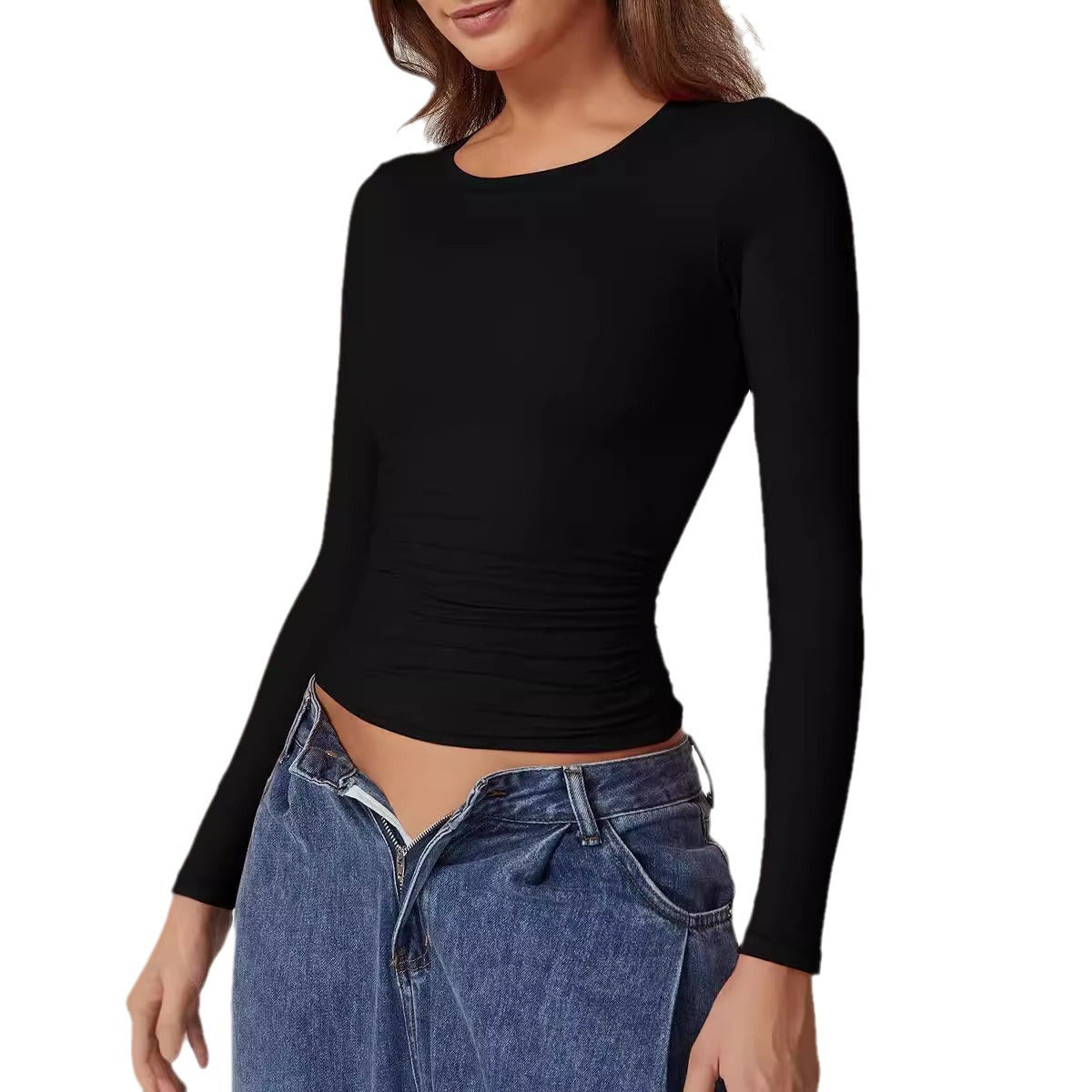 Women's Slim Fit Bottoming T-shirt Round Neck Tops