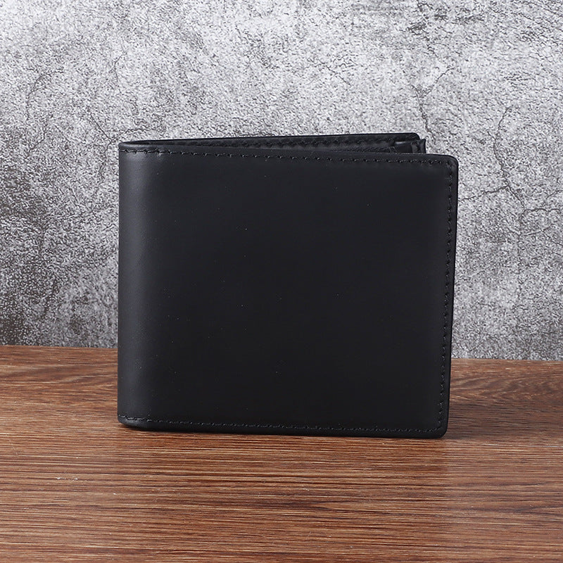 Men's Crazy Horse Leather Short Business Horizontal Men's Wallets