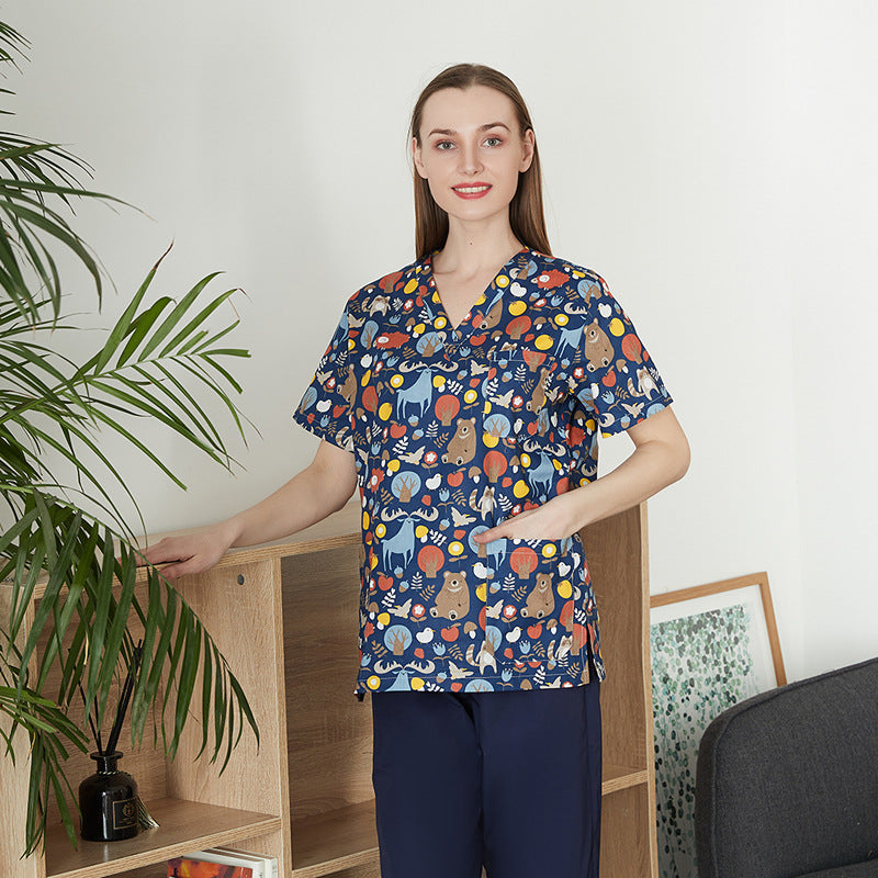 Women's & Men's & Cartoon Printed T-shirt For Surgical Gown Uniform
