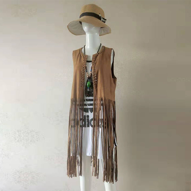 Women's & Men's & Generation Shawl Suede Tassel Western Vests