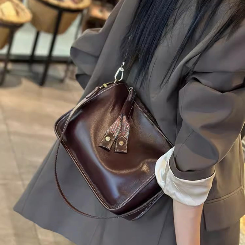 Women's Leather Underarm Soft Cowhide Textured Shoulder Bags