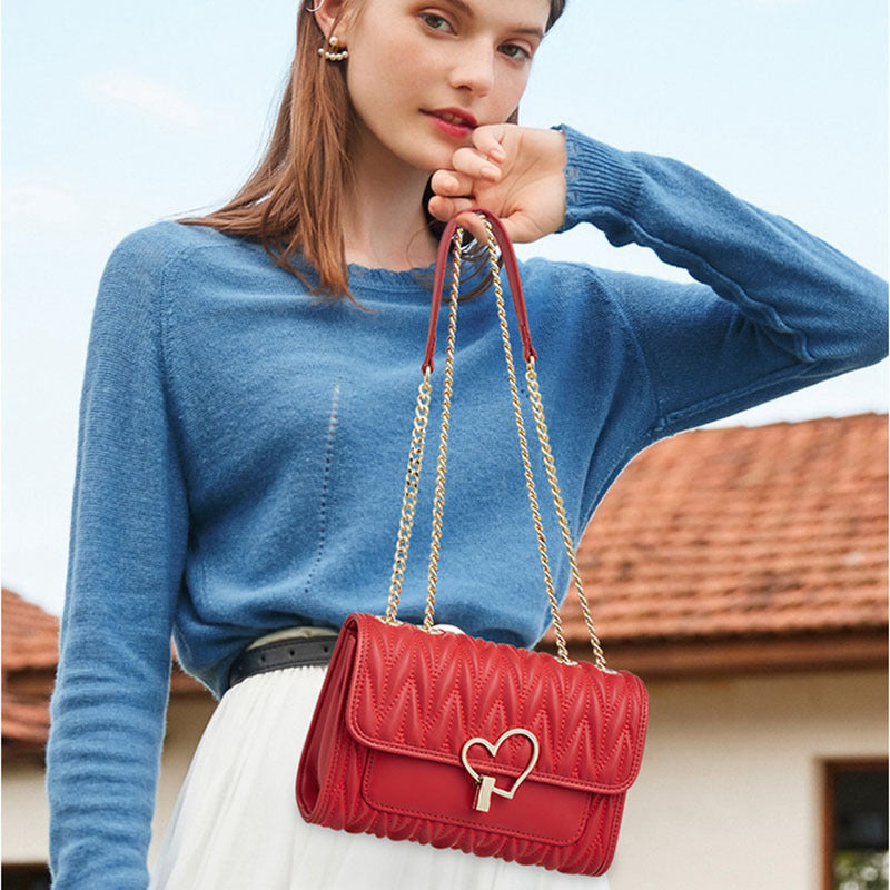 Women's Trendy Stylish Summer Cowhide Leisure Chain Shoulder Bags