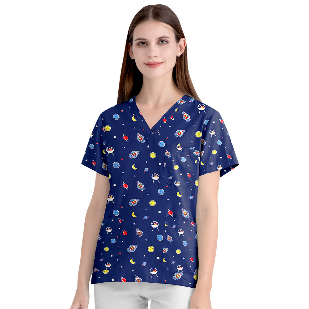 Women's Cartoon Print Surgical Gown Cloth For Uniform