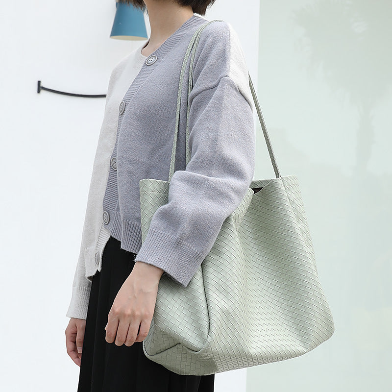 Women's Style Large Capacity Totes Simple Soft Leather Shoulder Bags